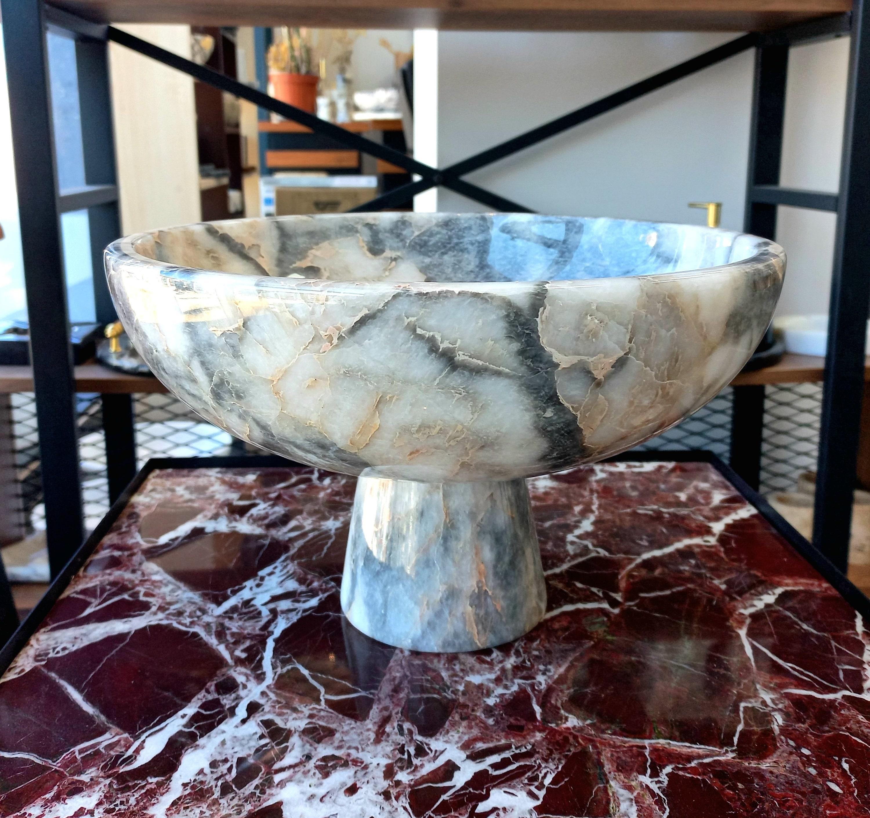 Natural Aizonai Gray Marble Bowl, 12 30 Cm Large Marble Fruit Bowl ...