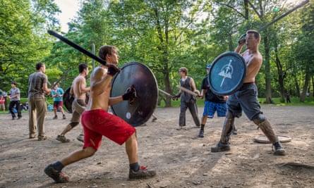 A medieval battles in Mont-Royal Park, Montreal.